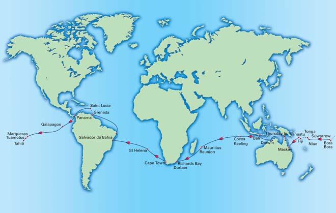 The World ARC 2014-2015 Route Map © World Cruising Club http://www.worldcruising.com